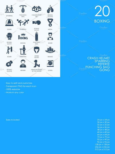 拳击运动矢量图标 Boxing icons