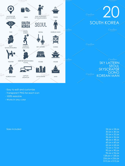 韩国元素矢量图标 South Korea icons