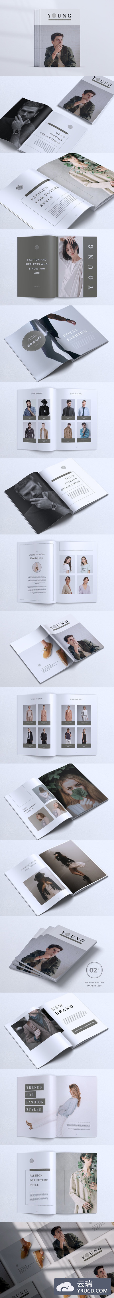 时尚简约的模特服装杂志画册设计模板