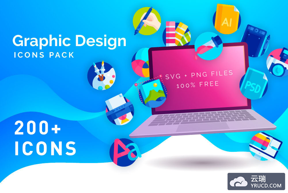 200+高质量彩色矢量图标(运动、交通、办公、食物等)