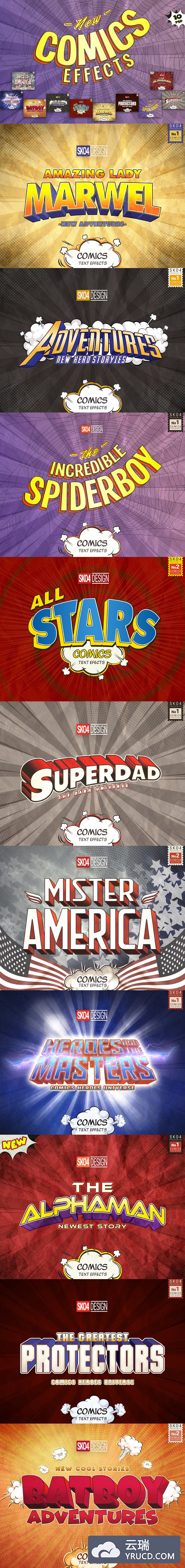 高端时尚震撼的漫画文字效果图层样式大集合