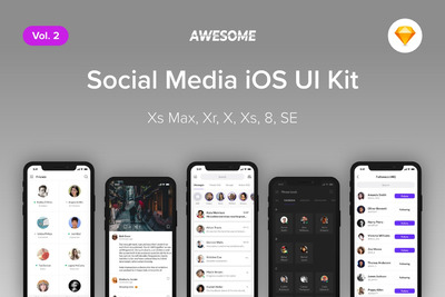 令人敬畏的iOS APP UI KITS - 社交媒体卷。2（sketch）