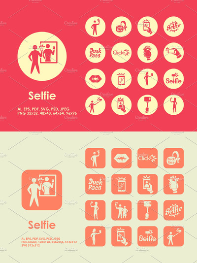 自媒体自拍图标 Selfie icons