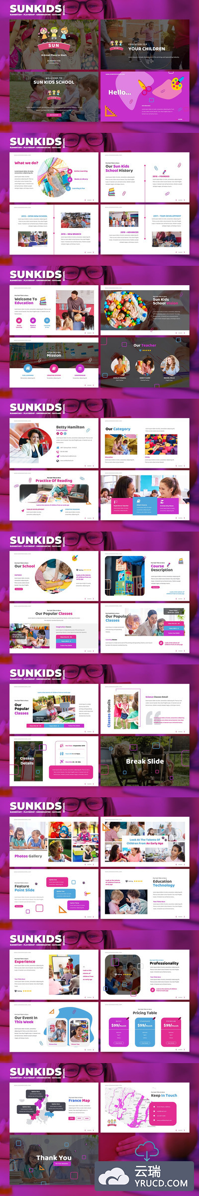 学习儿童教育风格的PPT模板下载[PPTX]