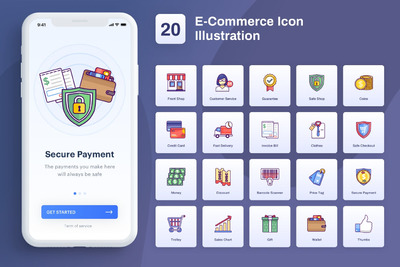 ICONS | 矢量彩色品质电子商务商场运营app图标插图