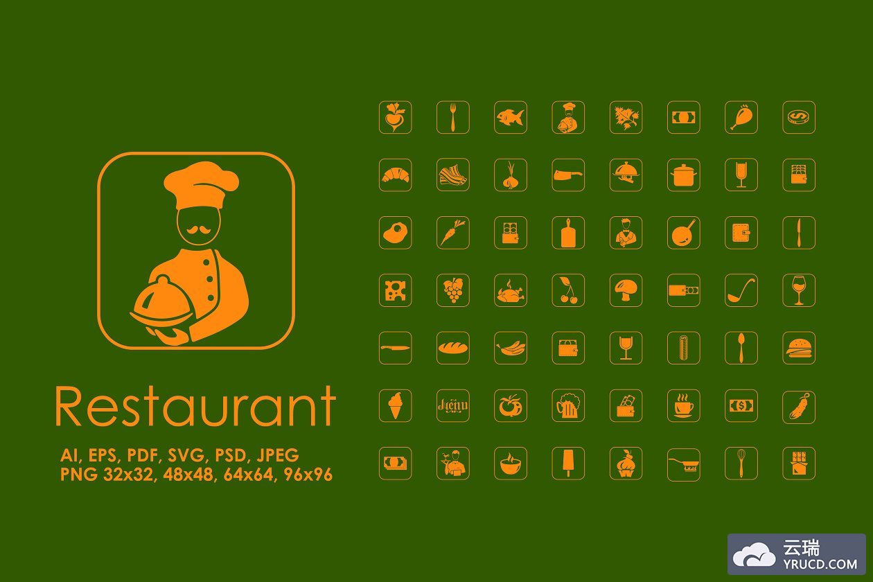 餐厅矢量图标 56 restaurant icons