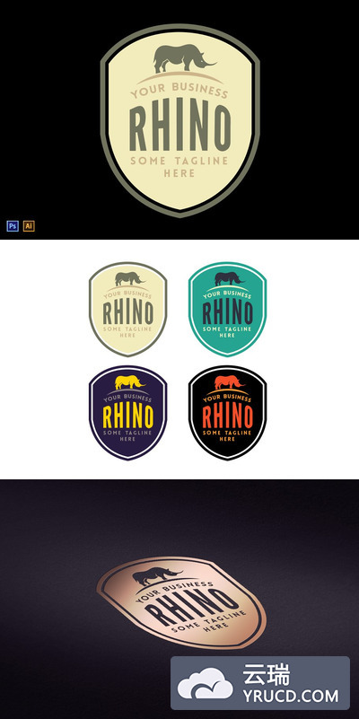 经典矢量logo模板 Rhino: Vintage Logo Template