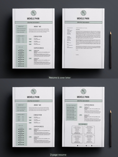 现代简历模板下载 2 page resume template