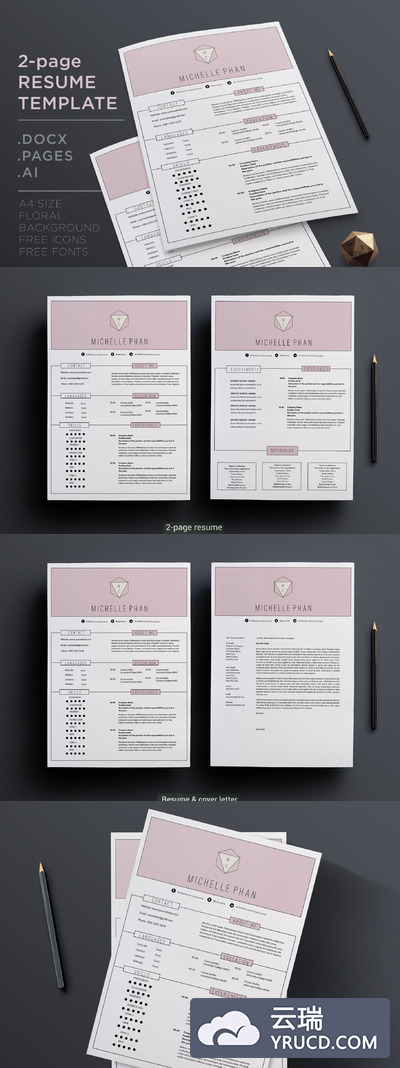 现代简历模板 Modern 2 page resume template