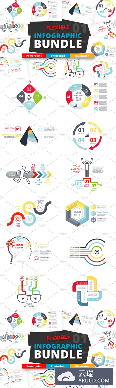 灵活的大数据信息图表素材 Flexible Infographic Bundle