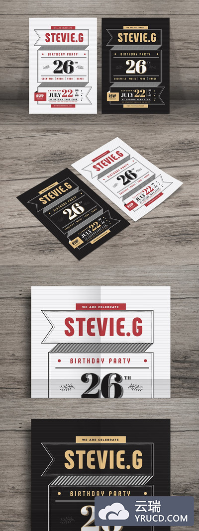 经典生日海报模板 Vintage Birthday Party