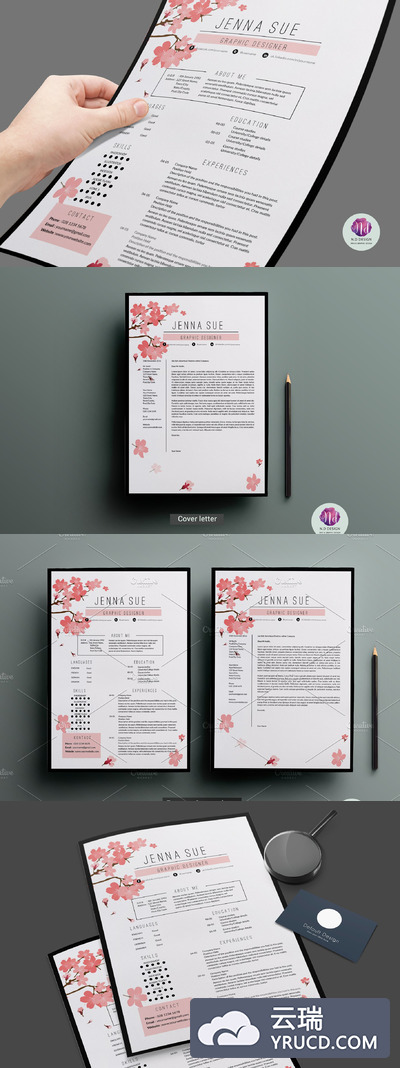 现代化花卉主题简历模板 Modern resume template