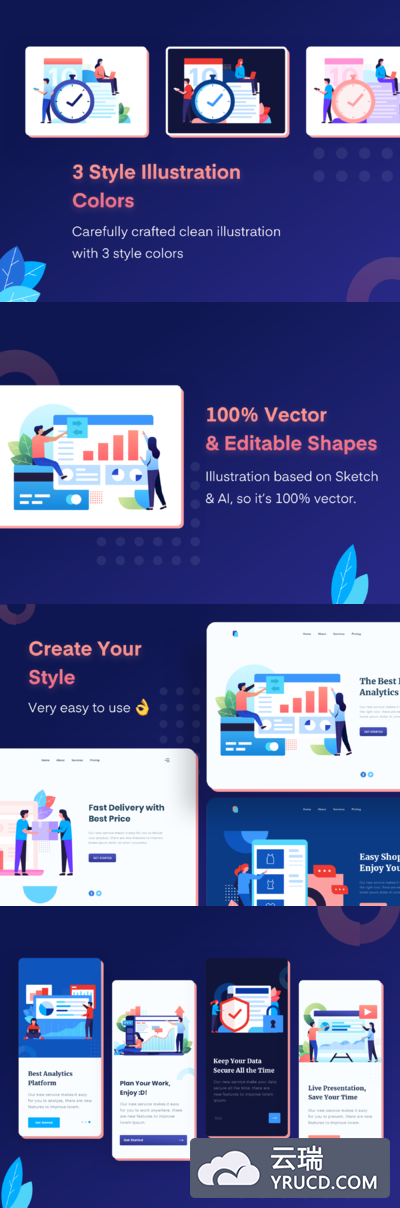 互联网工作概念矢量插画素材下载 [Sketch,Ai]
