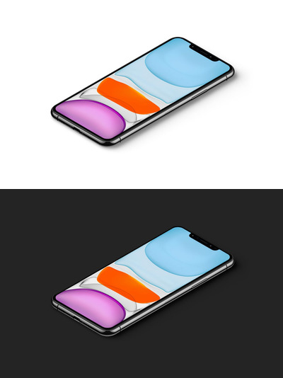 透视角度 iPhone 11 Pro Max 手机样机下载[PSD]