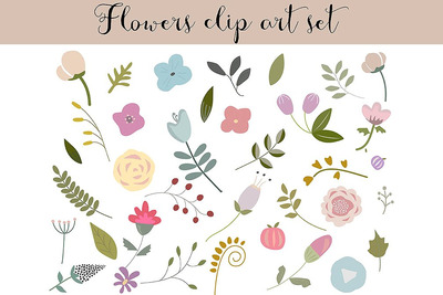 花卉矢量素材 Flowers clip art set 2