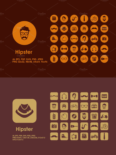 时髦简约网站图标 Hipster icons