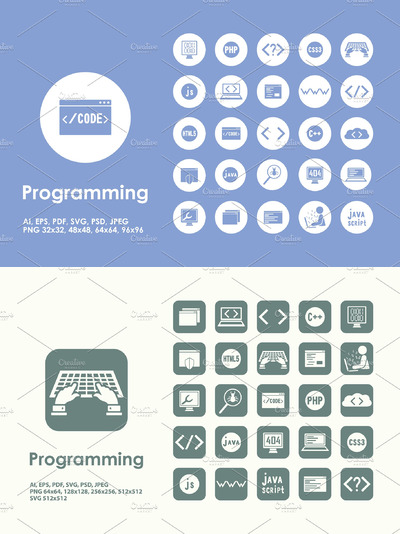 程序矢量图标素材 Programming icons
