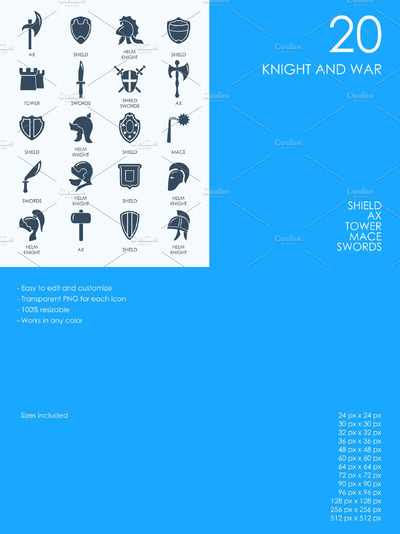 复古战争UI矢量图标 Knight and war icons