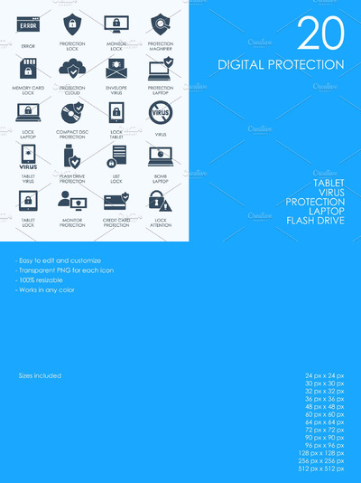 版权数字保护图标 Digital protection icons