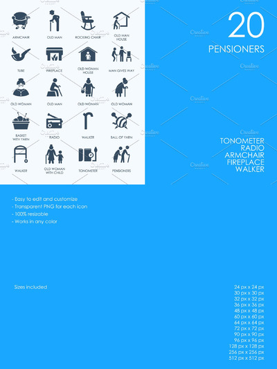 UI养老矢量图标 Pensioners icons