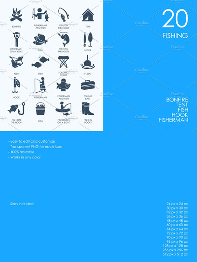 ui钓鱼矢量图标 Fishing icons