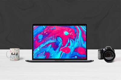 工作场景笔记本电脑样机素材下载[PSD]