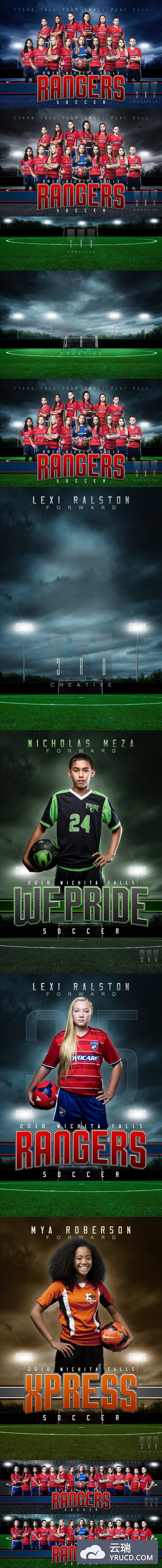 高品质的高端足球比赛球队宣传海报设计模板下载[PSD,1.98GB]