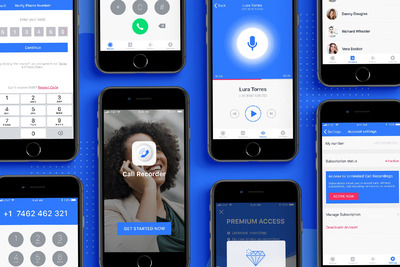 手机通话自动录音相关的APP UI套装下载[Sketch]