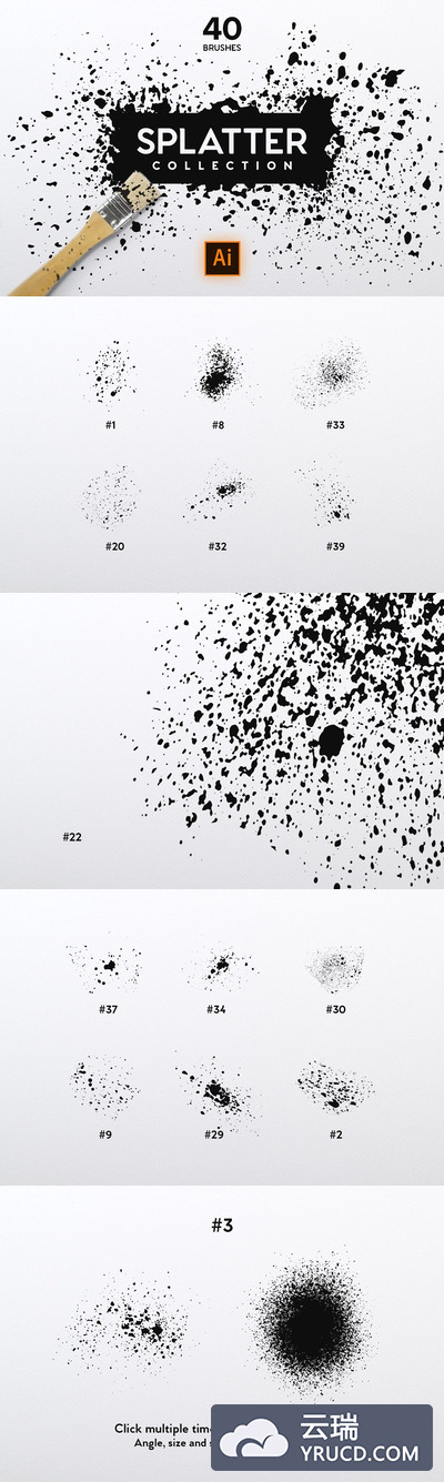 ai墨点笔刷下载 Splatter Collection