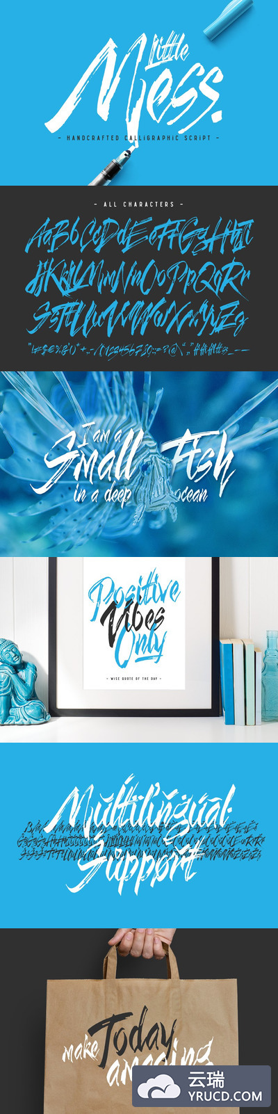 大气手写字体 calligraphic script "Little Mess"