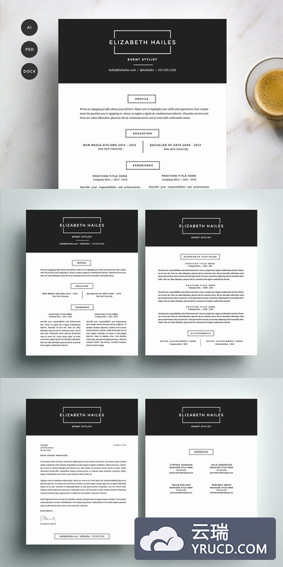 专业简历模板 Resume Template 4 Pack | CV Template