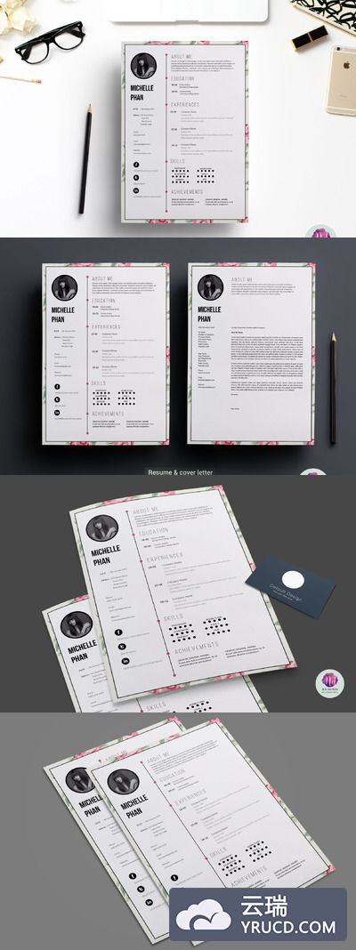 优雅简历模板下载 1 page CV template