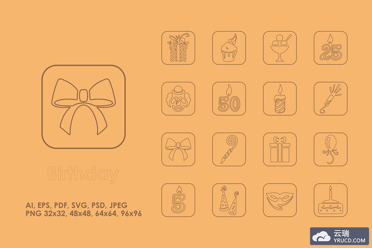 生日图标素材 16 BIRTHDAY simple icons