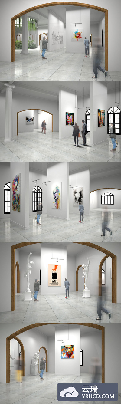 画展展厅效果的样机素材下载[PSD]