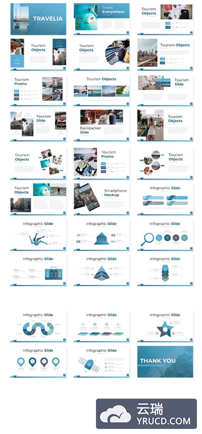 旅行（攻略）主题的简约PPT模板下载[PPTX]