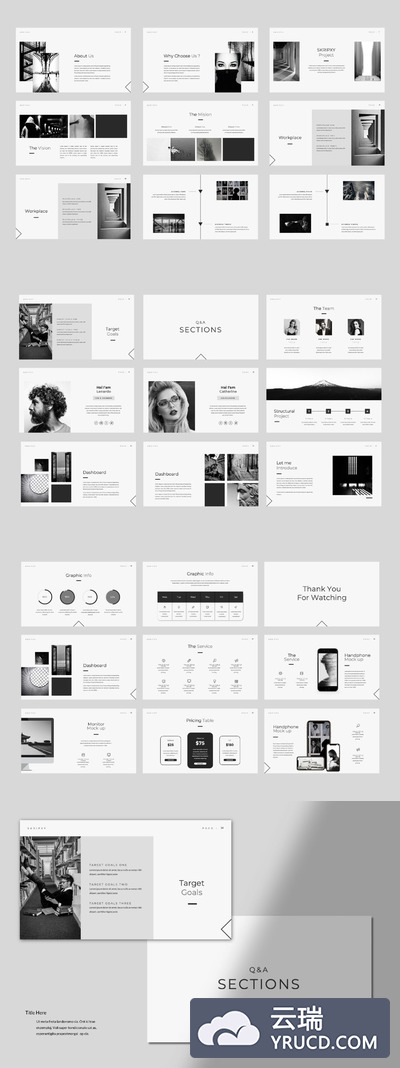 简约感觉的PPT模板套装下载[PPTX]