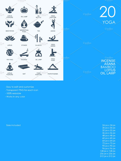 瑜伽图标素材 Yoga icons