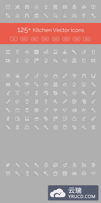 厨房图标素材 125+ Kitchen Vector Icons