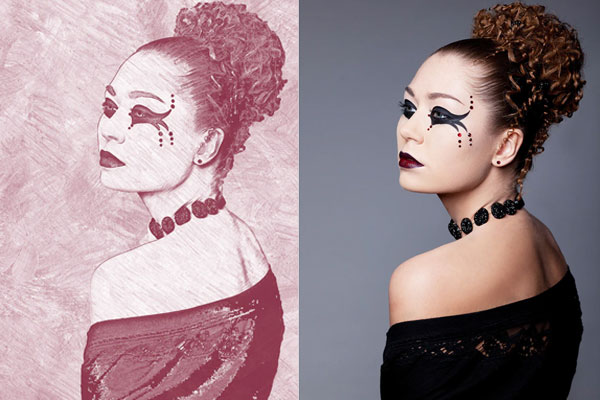 复古素描艺术照片后期处理ps动作下载