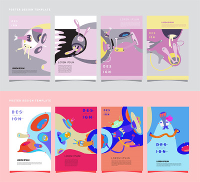 插画 | AI矢量街头涂鸦几何图形渐变封面撞色拼色素材