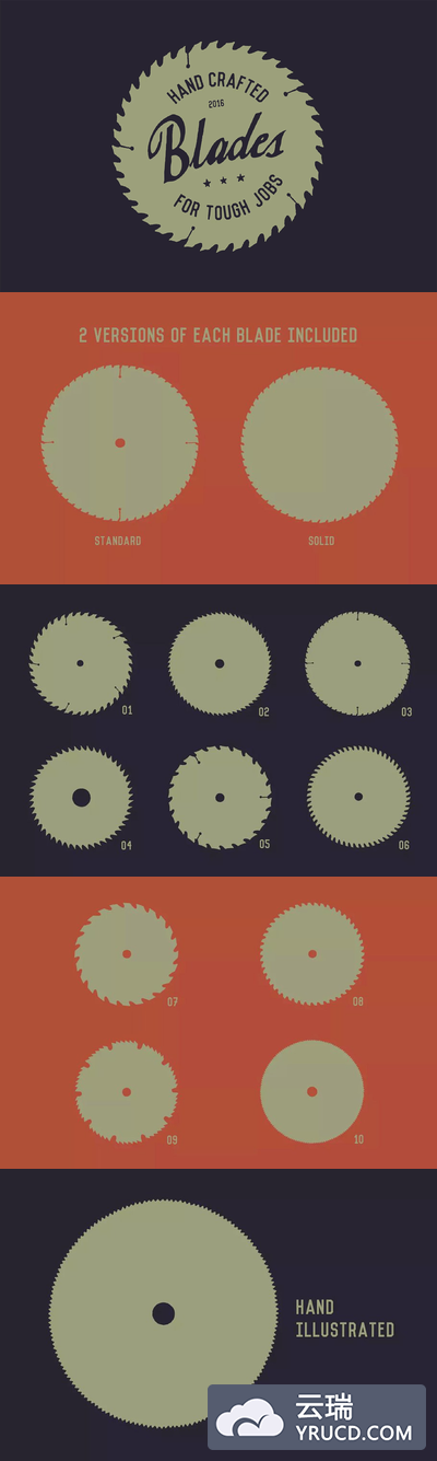 标签logo元素 Badge Shapes - Circular Saw Blades