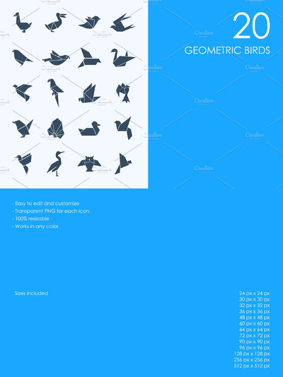 折纸鸟的图标素材 Origami Birds icons