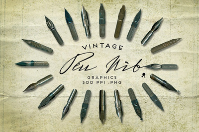 经典钢笔素材 Vintage Pen Nib Graphics