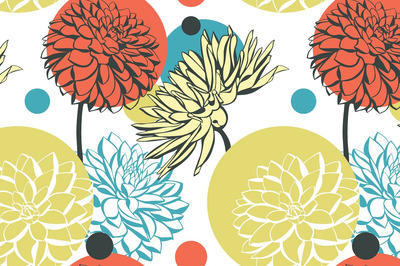 创意花卉插画 Creative Dahlia Flowers Pattern