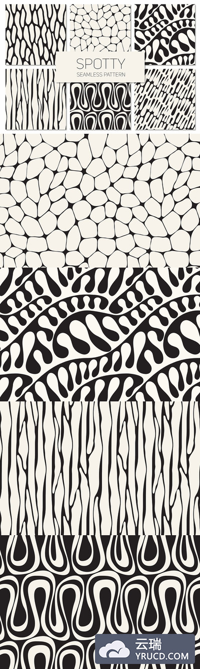 无缝抽象几何背景 Spotty. Seamless Patterns Set