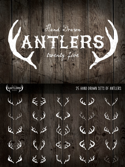 手绘经典鹿角插画 25 Vintage, Hand Drawn Antlers