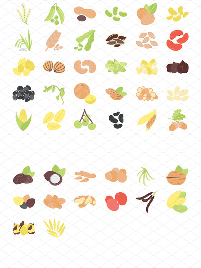 坚果及谷物图标 Nuts and Grains Vectors