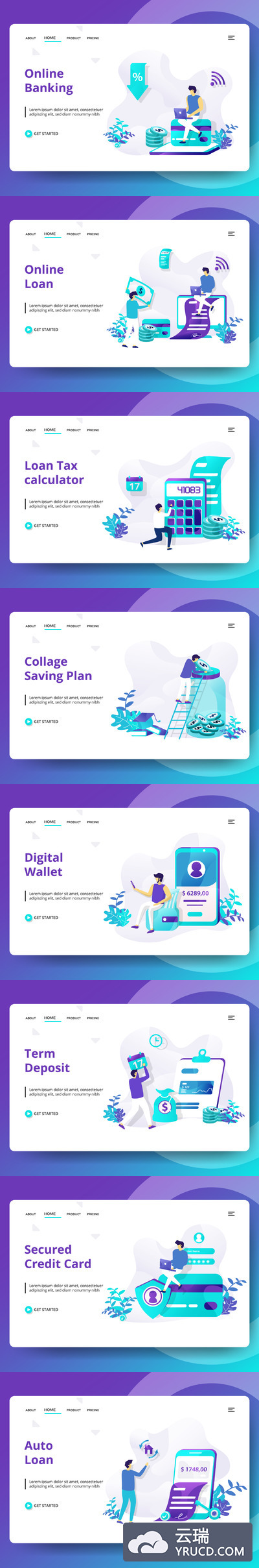 金融相关创意矢量网页插画素材下载 vol2[Ai]