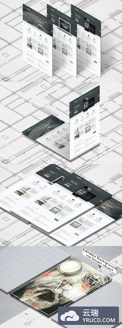 透视角度酷炫海报或传单设计展示样机素材下载[PSD]