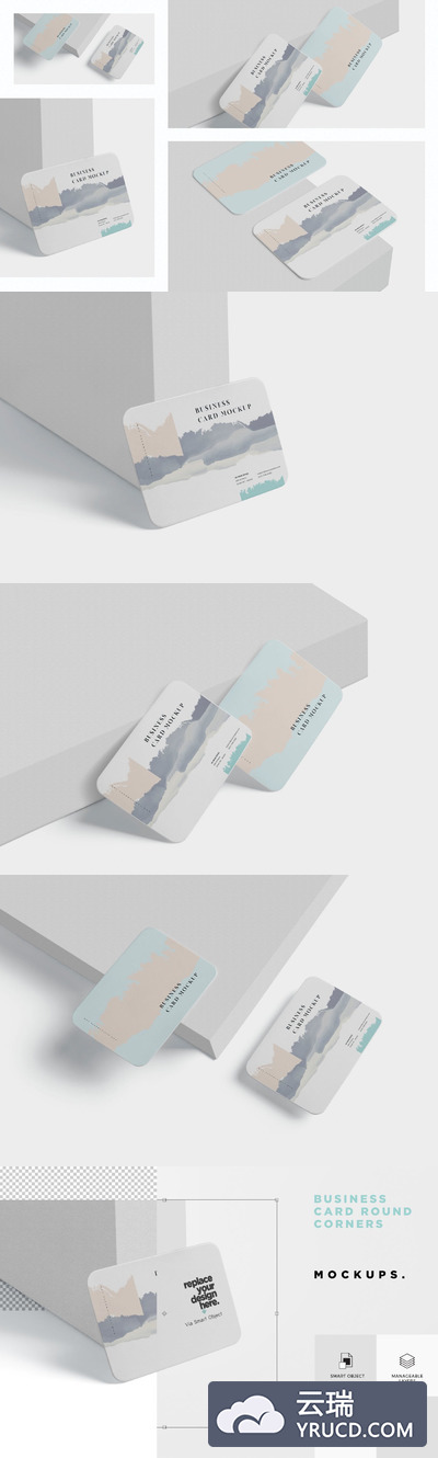 高端圆角名片设计样机素材下载[PSD]